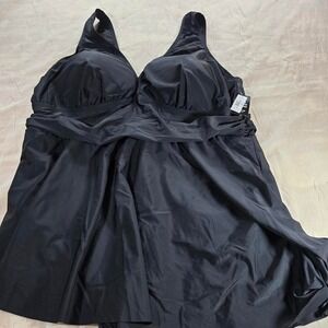 Torrid Women Black Asymmetric Tie Swim Dress One Piece Swimsuit Size 4 10651855